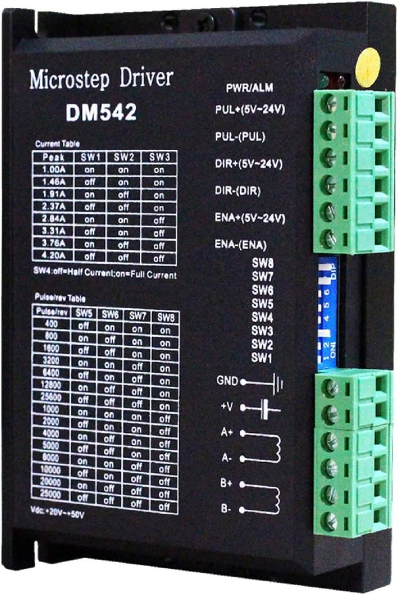 Zeelo CNC Digital Microstep Driver DM542 Stepper Motor Controller 2-Phase Digital Stepper Motor Driver 20-50V DC Max 4.2A for Nema 17, Nema 23 and Nema 34 Series Stepper Motor, Replace M542 M542H - Image 2